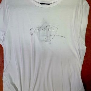 Dkny Rhinestone Graphic T-Shirt